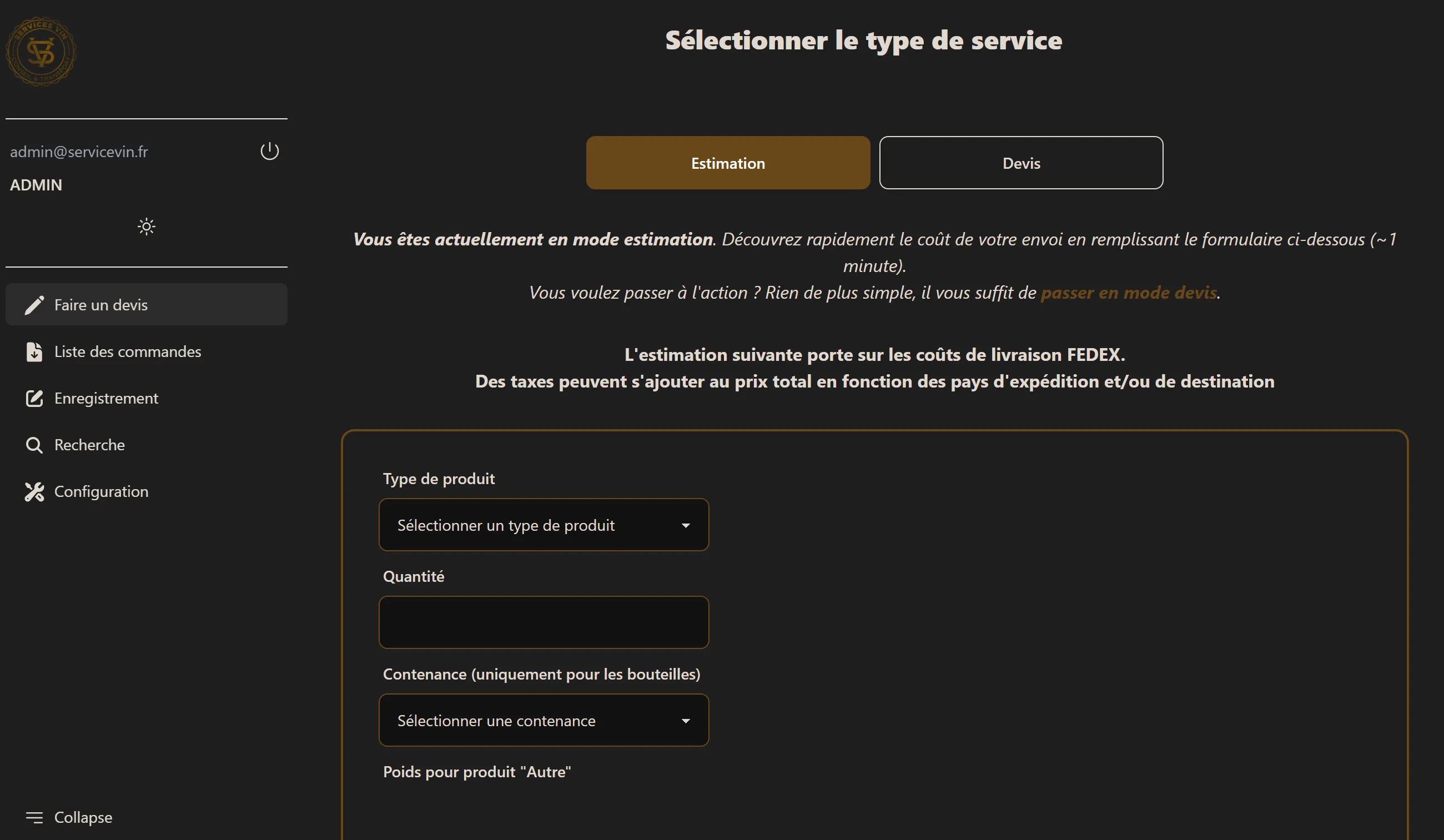 Estimation rapide